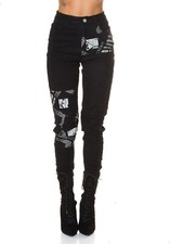 Jeans Skinny Imprimé Noir
