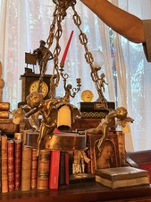 Ancien Lustre Angelot 3 Lumières / Antique Cherub Putti