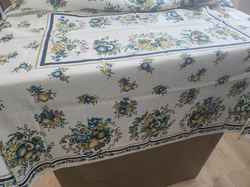 Nappe vintage motif fleur - , bleu