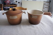 LOT 2 ANCIEN CAQUELON POELON A FONDUE CASSEROLES LE CREUSET VINTAGE