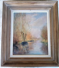 TABLEAU ANCIEN SIGNÉ ÉMILE GAUTIER LA BRIÉRE Île De FÉDRUN LOIRE 1953 41X33 CM