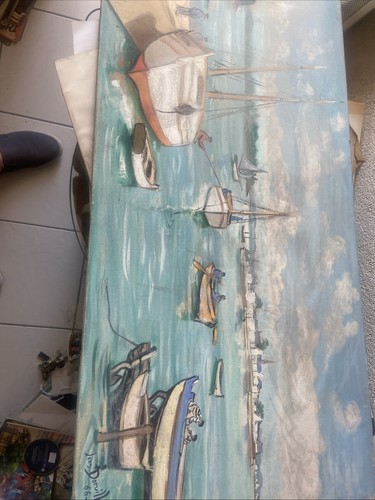 Huile sur toile - huile, port