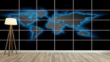 World Map Blue Design Huge XXL
