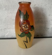 Petit vase verre peint et émaillé Art Déco