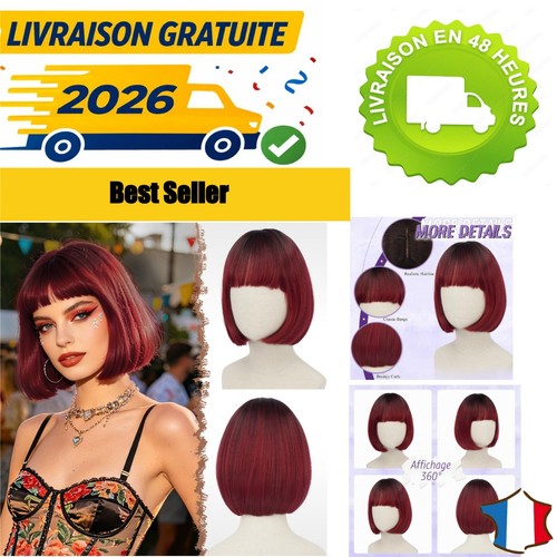 Perruque carré rouge ombré