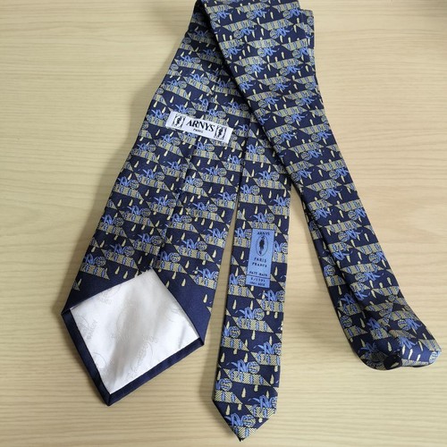 Arnys tie leaf pattern navy - tie,