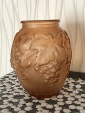 ancien vase art déco verre dépoli vigne