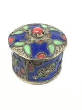 Coffret Boite a Bijoux  Argent & Émaille Antique Box Enamel Ethnic n2