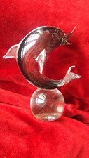 Figurine,statuette de poisson,dauphin en verre soufflé de Murano-Vintage