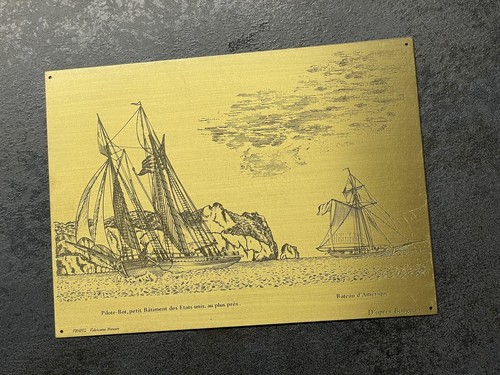 Gravure sur plaque - laiton, ou