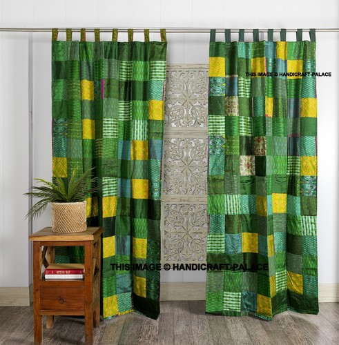 Rideau porte soie vert - rideau,