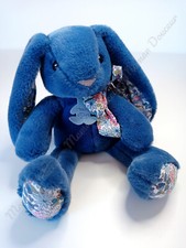 Peluche/Doudou Lapin Bleu Blanc Fleurs Rose Copain Câlin 25cm  - Histoire D'ours