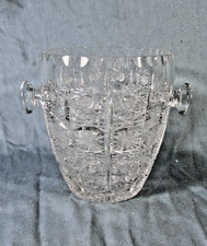 Beau seau à glaçons vintage en cristal de Bohème taillé motifs en étoile