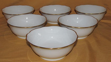 Série de 6 coupelles à crème fruits porcelaine blanche Limoges filet or