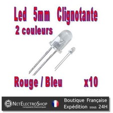 10x Led 5mm Bleu & Rouge clignotantes 7000mcd