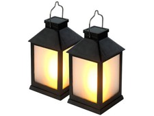Lot de 2 lanternes de jardin solaires à 32 LED effet flamme - Lunartec