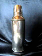 ancien THERMOS METAL CHROME Art Déco poinçon E D Vintage LUTECE Paris c1930/50
