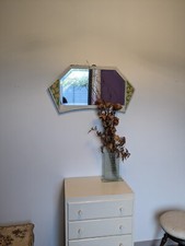 Miroir hexagonal biseauté style shabby chic 79 x 42 cm