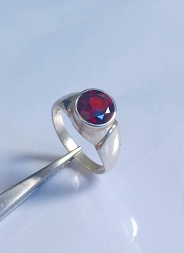 Bague coupe ronde grenat - , rouge