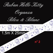 1.5 mètres ruban organza bleu Hello Kitty 25mm