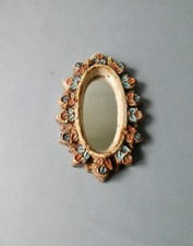 miroir en céramique, fleurs émaillées, Vallauris, vers 1950-60