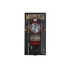 Horloge Murale Home ESPRIT Noir Rouge Doré PVC Métal Moto Vintage 60 x 18 x 1