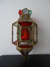 Lanterne Orientale Suspension Verre et Laiton Vintage