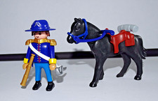 PLAYMOBIL PERSONNAGE - HISTOIRE - OFFICIER NORDISTE A CHEVAL  - GUERRE SECESSION