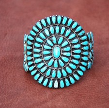 Bracelet Amérindien en argent et turquoises