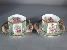 2 anciennes tasses à thé porcelaine Limoges ornées de roses début 1900 C645
