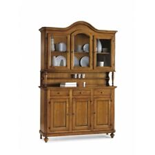 Commode Dressoir Armoire en Verre Napolitaine Noyer Sombre Art Pauvre Bois