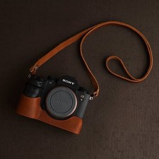 Demi-étui en cuir véritable pour appareil photo Sony A9 sac fait main pour...