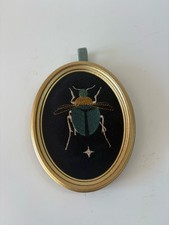 CADRE TABLEAU DECORATIF BRODÉ SCARABÉE INSECTE DECO CABINET CURIOSITÉ