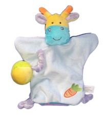 Doudou Peluche Marionnette Girafe Bleue Gifi Carotte Balle