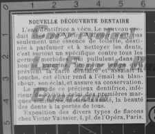DENTIFRICE VICTOR VAISSIER DECOUVERTE DENTAIRE pharmacie publicité advert 1897 
