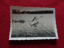 PHOTO VINTAGE ANCIENNE BATEAU CANOE RAMEUR KAYAK COUPLE