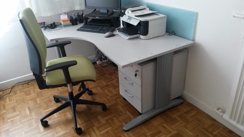 Bureau angle blanc gris - blanc, et
