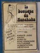 Publicité vintage Boutique du Nunchaku tout sur BRUCE LEE  1975