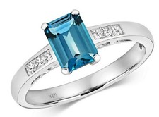 Bague véritable topaze bleue