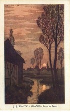 Illustrateur  J.J WALTZ HANSI   lever de lune   Alsace