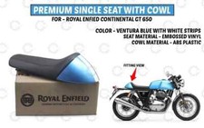 Siège simple premium et "capot bleu avec bandes Royal Enfield Continental GT ...