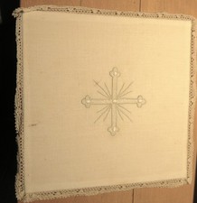 PALE de CALICE XIXe BRODERIE main CROIX tréflée RAYONNANTE EQUILIBRE PROTECTION