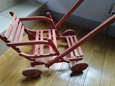 Superbe Poussette Ancienne en Bois Années 50 - Vintage 