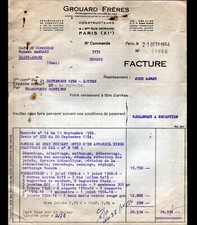 PARIS (XI°) CHAUDRONNERIE pour CAFETIER "GROUARD Constructeur" Facture en 1954