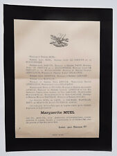 MARGUERITE MUEL Prevost Moissonniere FAIRE PART Fabin GENEVOIX Delalande 1896