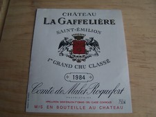 étiquette vin Chateau La Gaffelière 1984 saint emilion grand cru wine label