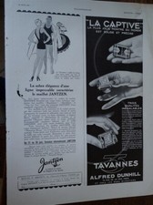 DUNHILL montre TAVANNES LA CAPTIVE +maillot JANTZEN pub papier ILLUSTRATION 1930