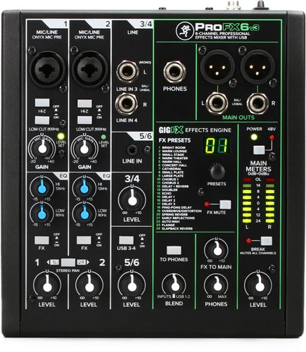 Mackie profx6v3 channel - profx6v3, 6-channel