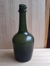 RARE bouteille ancienne Flowerpot verre soufflé XVIIIème double bague pontil