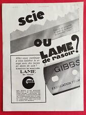 Publicité de presse: 1931 Lame de Rasoir GIBBS Montre SARDA  Cartouches GEVELOT